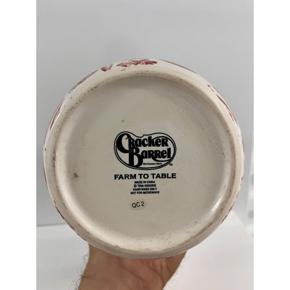 Set of 3 Cracker Barrel Farm to Table Tina Higgins Cannisters Jars w/Lids